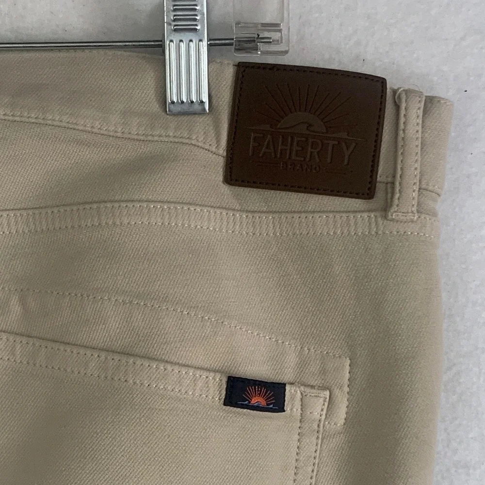 Faherty Stretch Terry 5-Pocket Pants‎ Mens 38 Stone Beige Slim Straight MBF2437